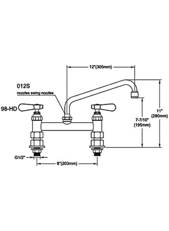 SOFIA Refrigeration Deck Mounted Base Sink Faucet with 12-inch Swing Nozzle, 8-inch Faucet Center - Image 2
