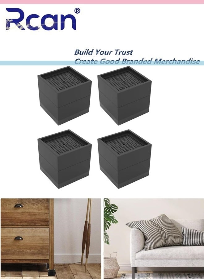 ركان 4 قطع من دعامات أقدام السرير، واقيات أرضية الأريكة، رافعات الأثاث القابلة للتعديل، رفع السرير، أرجل الأثاث، رافعات الأريكة، قاعدة دعم الأريكة، بلاستيك مانع للانزلاق - Image 1