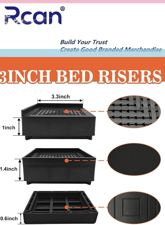 ركان 4 قطع من دعامات أقدام السرير، واقيات أرضية الأريكة، رافعات الأثاث القابلة للتعديل، رفع السرير، أرجل الأثاث، رافعات الأريكة، قاعدة دعم الأريكة، بلاستيك مانع للانزلاق - Image 2