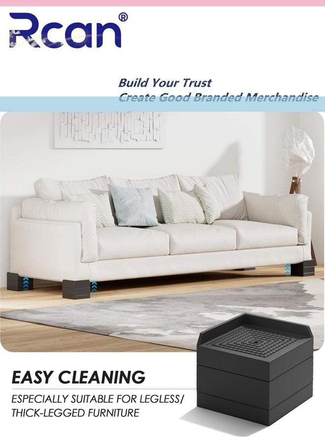 ركان 4 قطع من دعامات أقدام السرير، واقيات أرضية الأريكة، رافعات الأثاث القابلة للتعديل، رفع السرير، أرجل الأثاث، رافعات الأريكة، قاعدة دعم الأريكة، بلاستيك مانع للانزلاق - Image 5