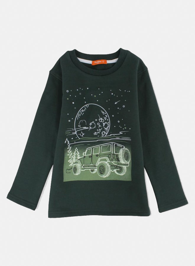 كوكا ملابس أطفال سويت شيرت قطني للأولاد – طباعة سيارة - Image 1