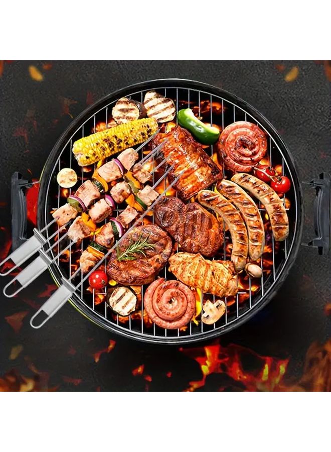6 Pcs Extra Long Single Prong Stainless Steel BBQ Skewers With Push Bar - Image 3