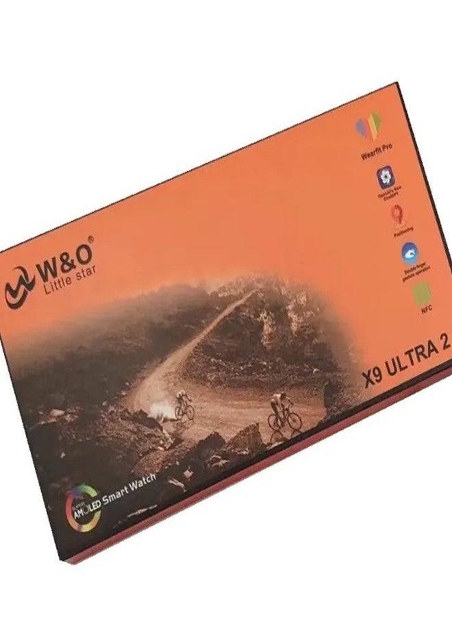 W&O - X9 ULTRA 2 Series 9 SmartWatch SUPER AMOLED Display Open AI Chat GPT GPS NFC Bluetooth V5 Call Wireless Charger Black - Image 1