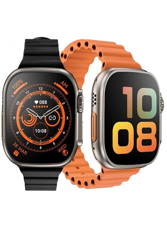 W&O - X9 ULTRA 2 Series 9 SmartWatch SUPER AMOLED Display Open AI Chat GPT GPS NFC Bluetooth V5 Call Wireless Charger Black - Image 1