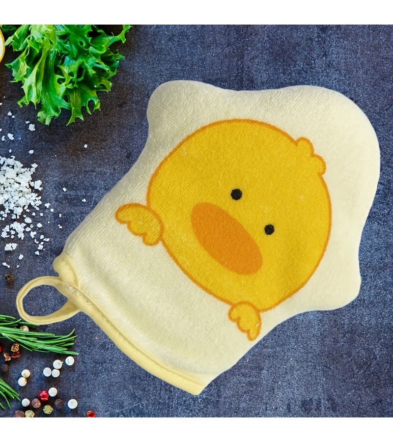Yellow Ultra Soft Bath Sponge And Scrub Glove For Body Care - Image 5