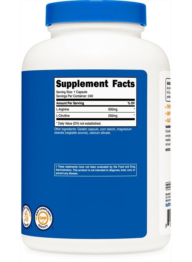 Nutricost L-Arginine L-Citrulline Complex 750mg, 240 Capsules - Non-GMO - Image 5