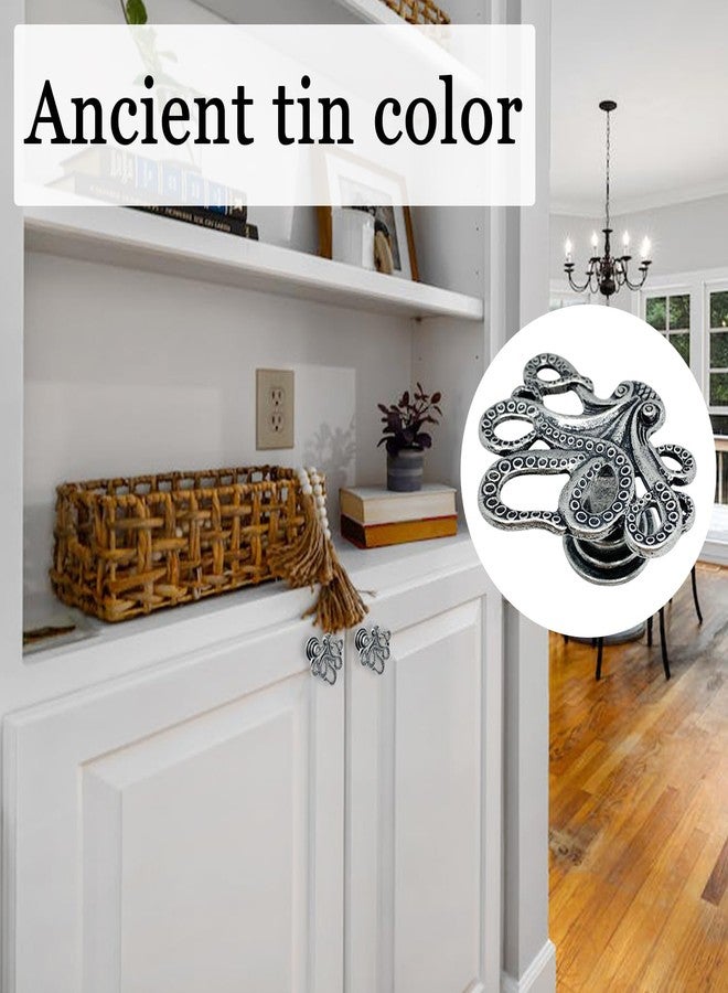 LLDYNW 4 pcs Octopus Drawer Knobs Creative Shape Drawer Knobs Single Hole Pulls Handles for Cupboard Dresser Wardrobe Handles (Ancient tin Color) - Image 4