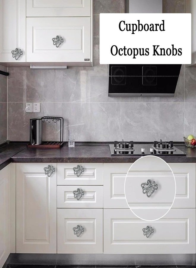 LLDYNW 4 pcs Octopus Drawer Knobs Creative Shape Drawer Knobs Single Hole Pulls Handles for Cupboard Dresser Wardrobe Handles (Ancient tin Color) - Image 5