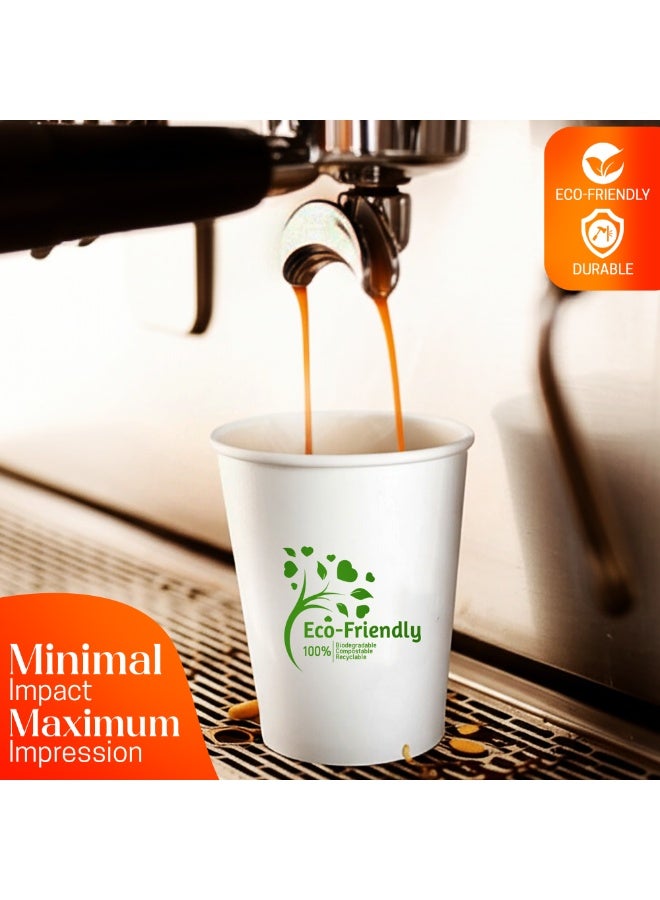 EcoEdge 12 Oz Disposable Heavy-Duty Party Paper Cups (Pack of 100) | For Latte, Juice | Compostable, Insulated, Fancy, Stylish | For Parties, Offices, Events, Take Away, Daily Use | 100% Recyclable - Image 5