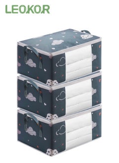 LEOKOR 3-Piece Oxford Fabric Closet Organizer Bag Set With Carry Handles And Clear Window，60*40*30CM  - Image 1