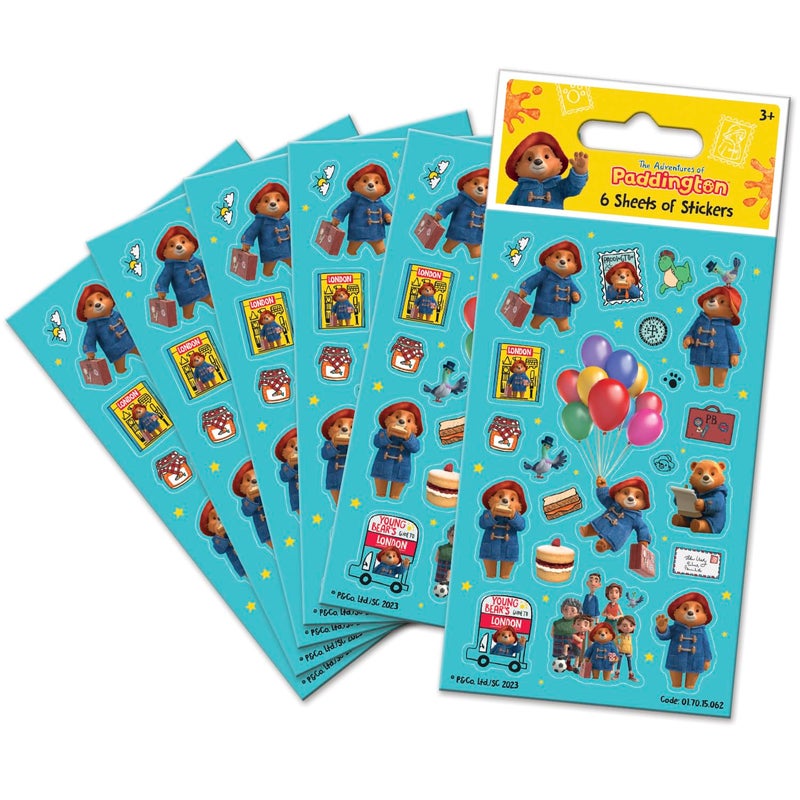 Paper Projects 017015062 Paddinton Bear Adventures of Paddington Sticker Pack 6 Sheets Official Licensed Product  Perfect as Party Bag or Stocking Fillers Blue 125cm x 75cm