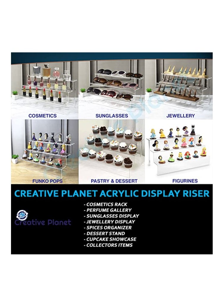 Creative Planet - Creative Planet Acrylic display riser shelf cupcakes stand display for showcase decoration dessert & pastry table spices organizer figurines (3 Steps Acrylic Display Riser Shelf 1) - Image 1