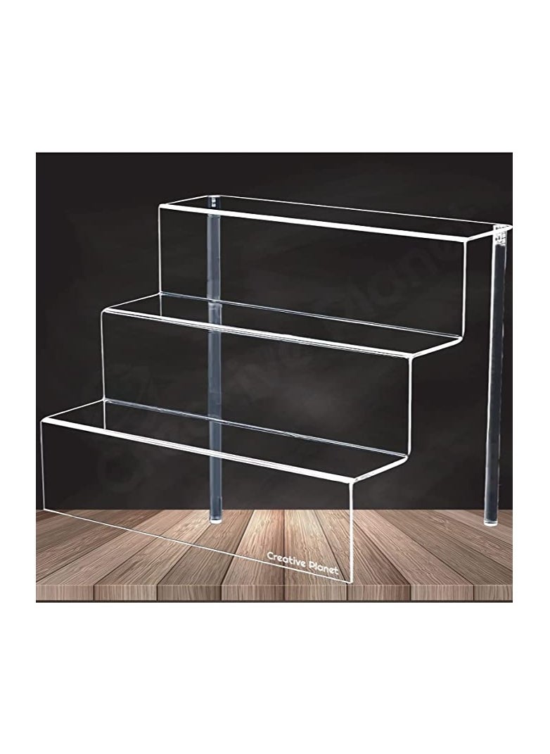 Creative Planet - Creative Planet Acrylic display riser shelf cupcakes stand display for showcase decoration dessert & pastry table spices organizer figurines (3 Steps Acrylic Display Riser Shelf 1) - Image 1