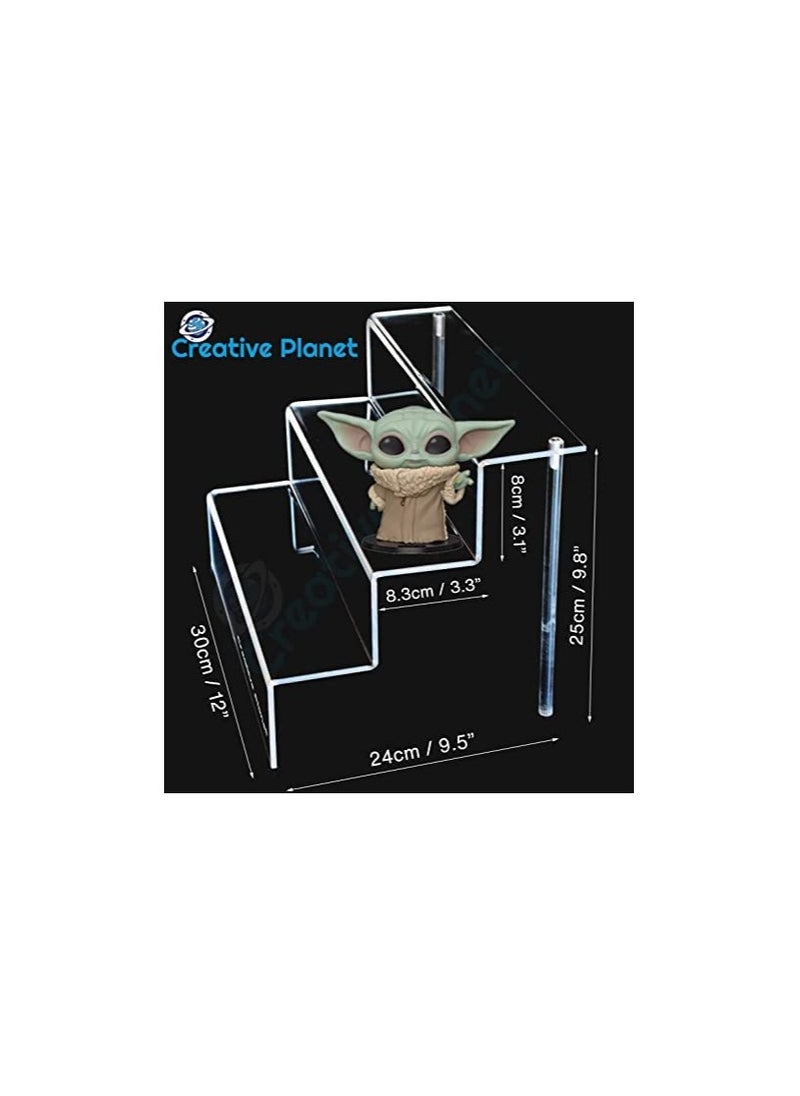 Creative Planet - Creative Planet Acrylic display riser shelf cupcakes stand display for showcase decoration dessert & pastry table spices organizer figurines (3 Steps Acrylic Display Riser Shelf 1) - Image 1