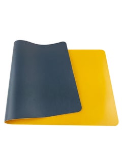 Double-sided Leather PU Mouse Pad Customized Oversized Creative Office Computer Desk Pad Keyboard Pad Waterproof Writing Pad Customized-Color:400*900mm-Pattern:navy Blue Yellow