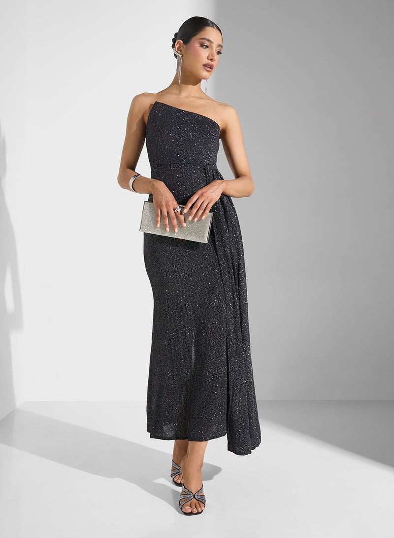 Ella Limited Edition Asymmertic Bandeau Shimmer Dress - Image 4