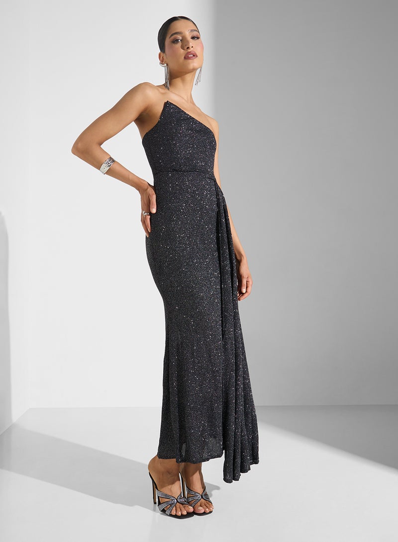 Ella Limited Edition Asymmertic Bandeau Shimmer Dress - Image 1