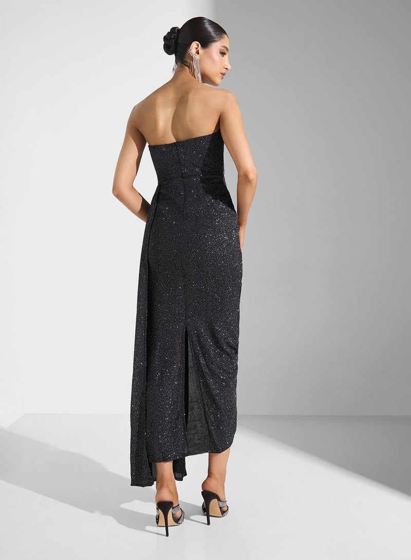 Ella Limited Edition Asymmertic Bandeau Shimmer Dress - Image 2