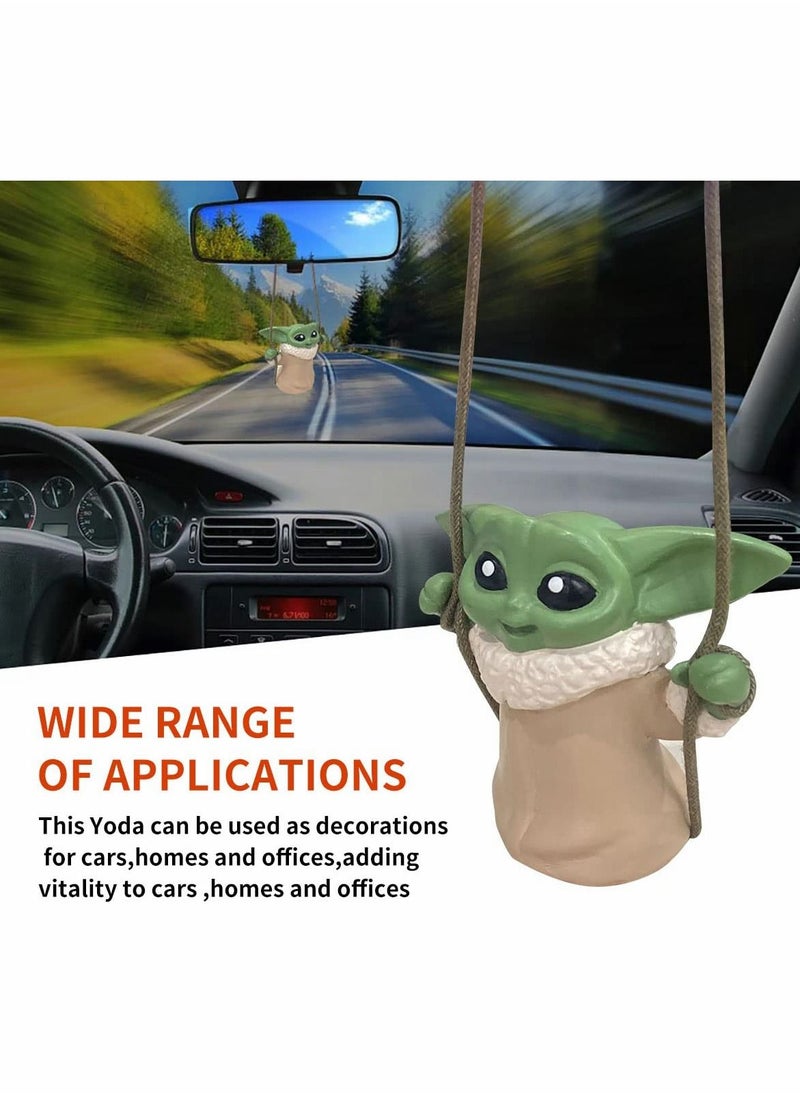 Excefore Car Hanging Accessories Yoda,Swing Smiling Small Yoda Man,Car Mirror Hanging Accessories,car Decoration Charm Pendant,Car Mirror Suspension Decoration,car Charm Decoration  - Image 3