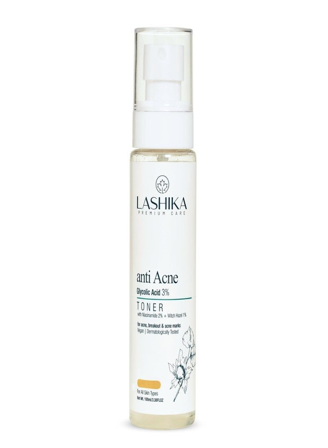Lashika Anti Acne Toner For Women | With 3% Glycolic Acid, 2% Niacinamide & 1% Witch Hazel Extract | 100ml - Image 1