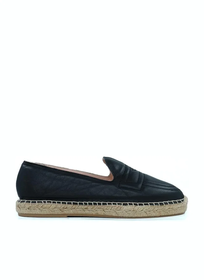 هاش بابيز HUSH PUPPIES Black Leather Espadrille Slip-Ons