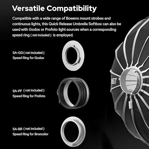 Godox S105T B/S 105cm/41.3in Quick Release Umbrella Softbox with Grid | Professional Foldable Softbox with Standard Bowen Mount & Diffusers for Photography Studio Photography Portrait Live Stream - Image 2