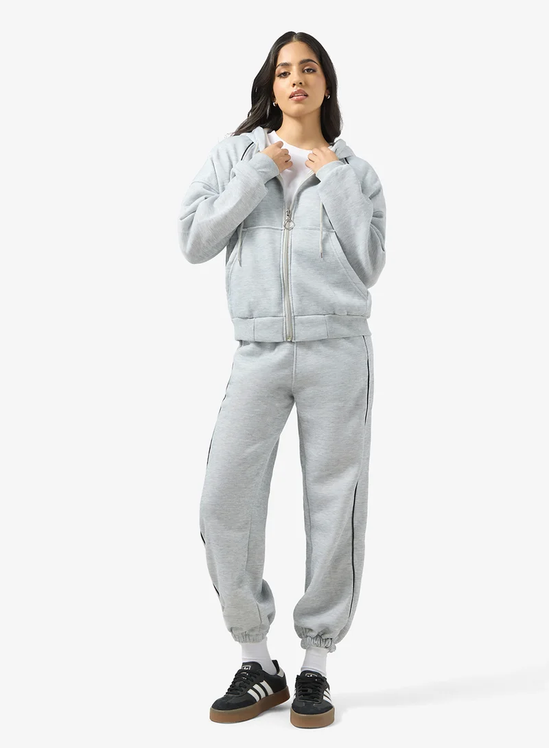 Ginger Zip Up Oversize Hooded Fleece Tracksuit