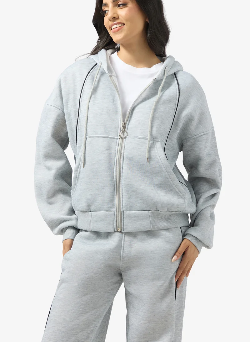 Ginger Zip Up Oversize Hooded Fleece Tracksuit