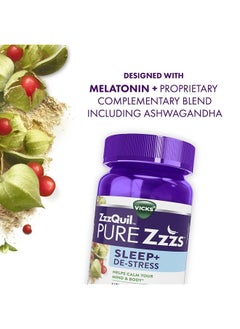 Vicks Pure Zzzs Sleep + De-Stress, Melatonin + Ashwagandha, 60 Gummies  - Image 5