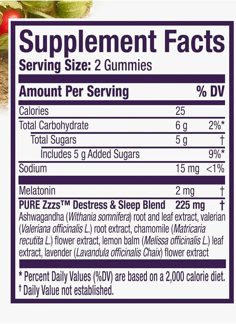 Vicks Pure Zzzs Sleep + De-Stress, Melatonin + Ashwagandha, 60 Gummies  - Image 2