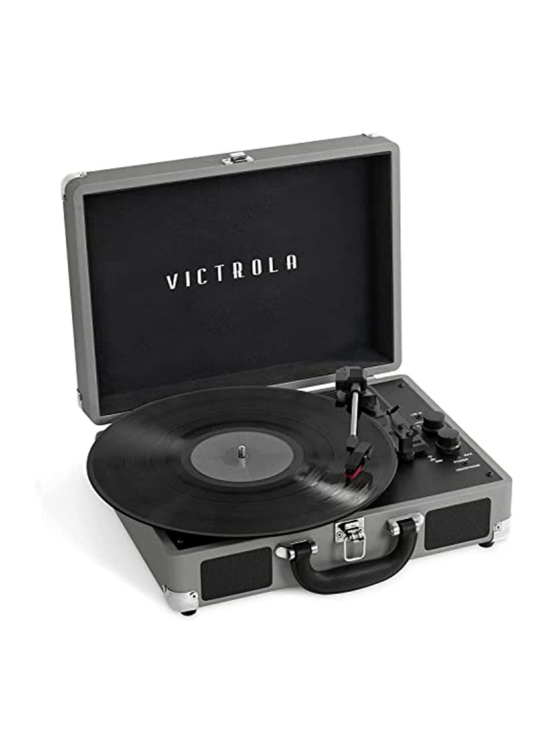 VICTROLA - Victrola Journey+ Signature Turntable Record Player Bluetooth Vinyl Streaming 33-1/3, 45 & 78 RPM Suitcase Vinyl Record Player, Bluetooth Connectivity & Built-in Speakers, Stereo RCA Output (Grey) - Image 1