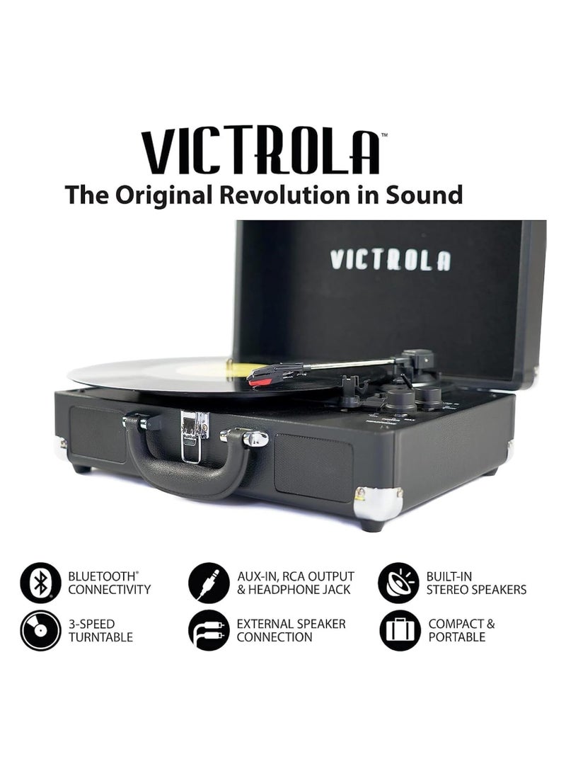 VICTROLA - Victrola Journey+ Signature Turntable Record Player Bluetooth Vinyl Streaming 33-1/3, 45 & 78 RPM Suitcase Vinyl Record Player, Bluetooth Connectivity & Built-in Speakers, Stereo RCA Output (Grey) - Image 1