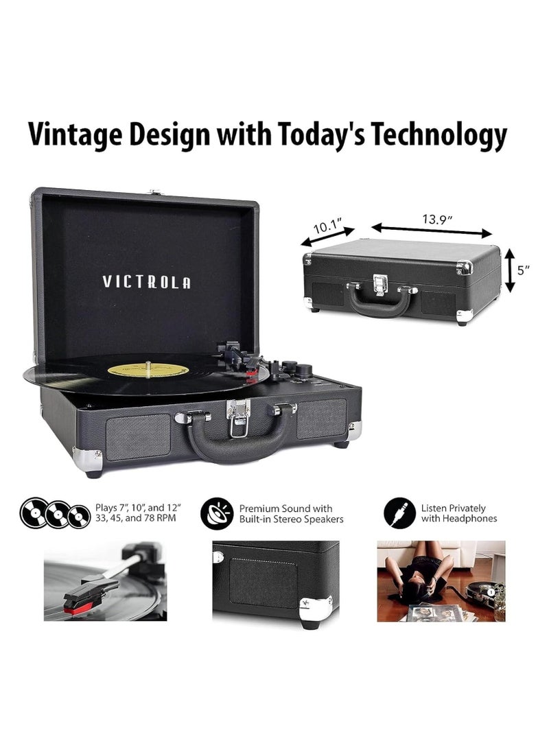 VICTROLA - Victrola Journey+ Signature Turntable Record Player Bluetooth Vinyl Streaming 33-1/3, 45 & 78 RPM Suitcase Vinyl Record Player, Bluetooth Connectivity & Built-in Speakers, Stereo RCA Output (Grey) - Image 1