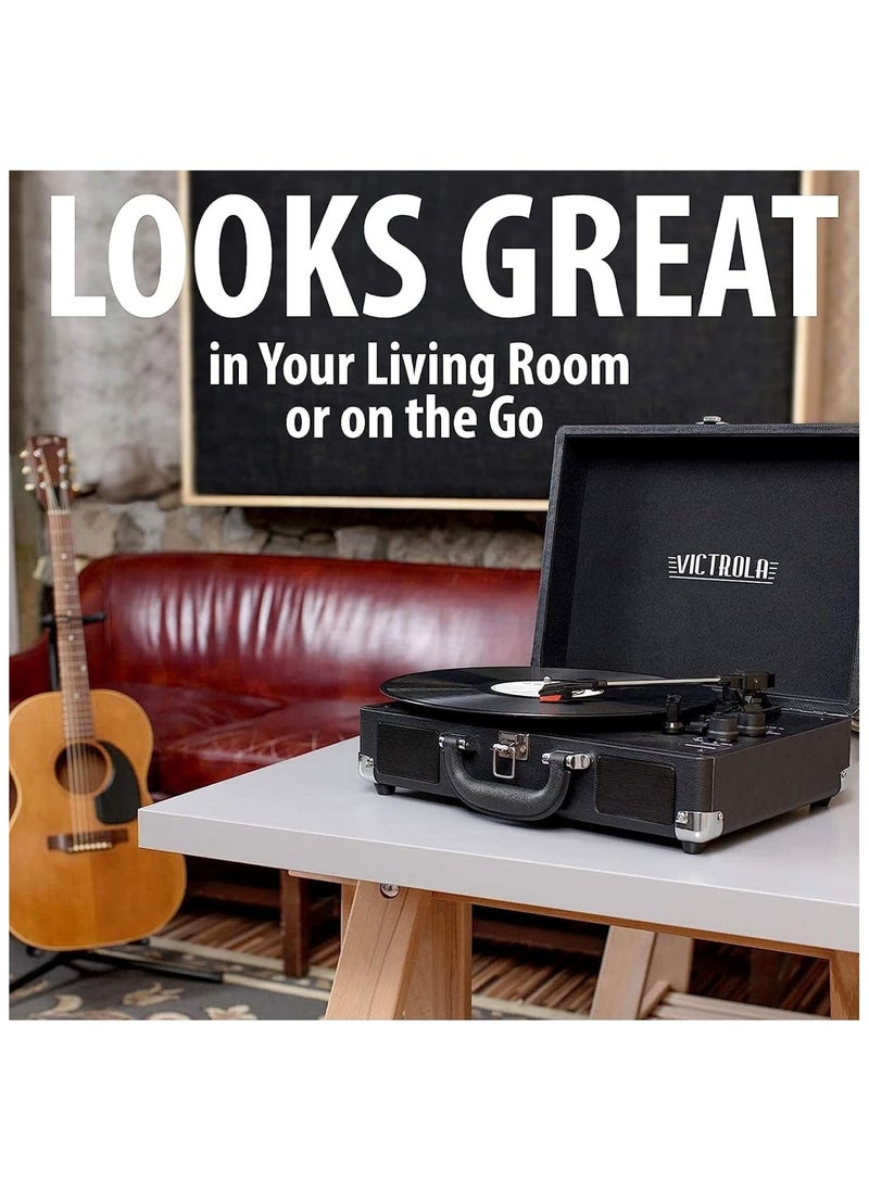 VICTROLA - Victrola Journey+ Signature Turntable Record Player Bluetooth Vinyl Streaming 33-1/3, 45 & 78 RPM Suitcase Vinyl Record Player, Bluetooth Connectivity & Built-in Speakers, Stereo RCA Output (Grey) - Image 1