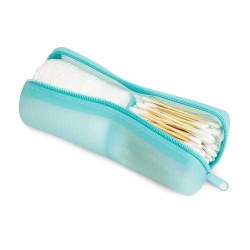 Visfresh Cotton Round Swab Travel Case, 2 in 1 Portable Hair Accessories Organizer, Hair Tie and Bobby Pin Holder, Travel Qtips Case, Purse Organization, Floss Holder (Blue) - Image 1