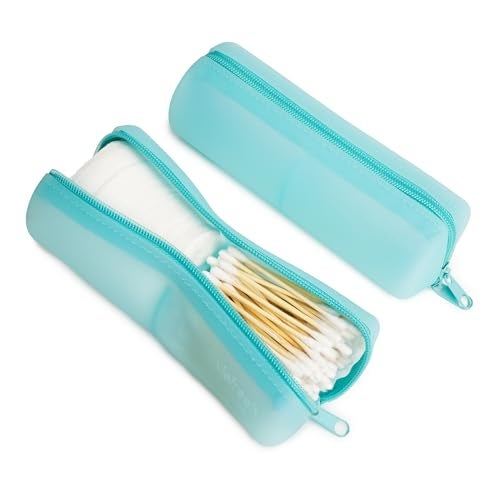 Visfresh Cotton Round Swab Travel Case, 2 in 1 Portable Hair Accessories Organizer, Hair Tie and Bobby Pin Holder, Travel Qtips Case, Purse Organization, Floss Holder (Blue) - Image 2