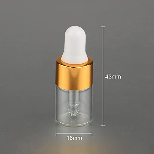 Wresty 50 Pcs Clear Glass Dropper Vails 2ml Mini Essential Oils Sample Dropper Bottles For Traveling Essential Oils Perfume Cosmetic Liquid,With 2 pcs dropper - Image 3