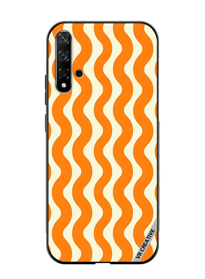 VR CREATIVE Protective Case Cover For Huawei Nova 5T Vertical Groovy Chevron Orange Stripe Autumn Pattern Design Multicolour - Image 1