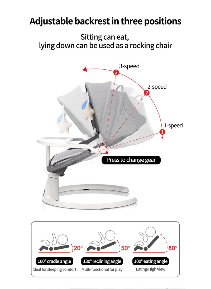 Baby Swing for Infants, Bluetooth Infant Swing with Music Speaker, Bluetooth Touch Screen/Remote Control Timing Function with 5 Speeds, 3 Seat Positions,8 Music, 5 Point Harness Belt-Pink
