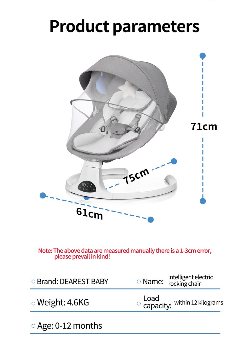 Baby Swing for Infants, Bluetooth Infant Swing with Music Speaker, Bluetooth Touch Screen/Remote Control Timing Function with 5 Speeds, 3 Seat Positions,8 Music, 5 Point Harness Belt-Pink