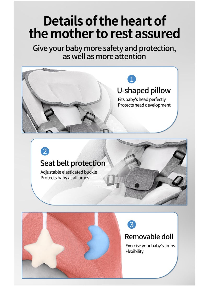 Baby Swing for Infants, Bluetooth Infant Swing with Music Speaker, Bluetooth Touch Screen/Remote Control Timing Function with 5 Speeds, 3 Seat Positions,8 Music, 5 Point Harness Belt-Pink