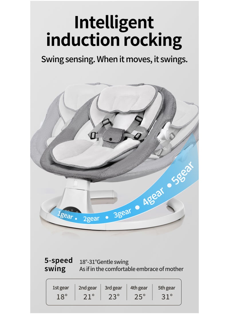 Baby Swing for Infants, Bluetooth Infant Swing with Music Speaker, Bluetooth Touch Screen/Remote Control Timing Function with 5 Speeds, 3 Seat Positions,8 Music, 5 Point Harness Belt-Pink
