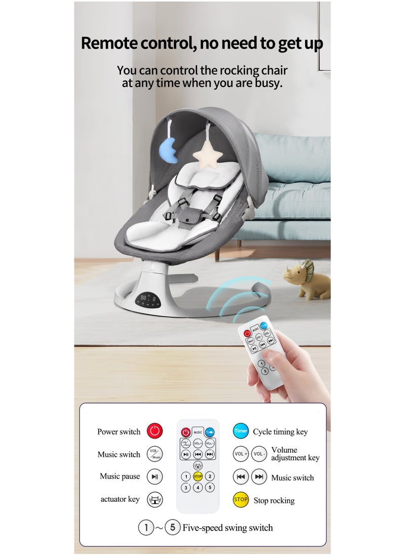 Baby Swing for Infants, Bluetooth Infant Swing with Music Speaker, Bluetooth Touch Screen/Remote Control Timing Function with 5 Speeds, 3 Seat Positions,8 Music, 5 Point Harness Belt-Pink