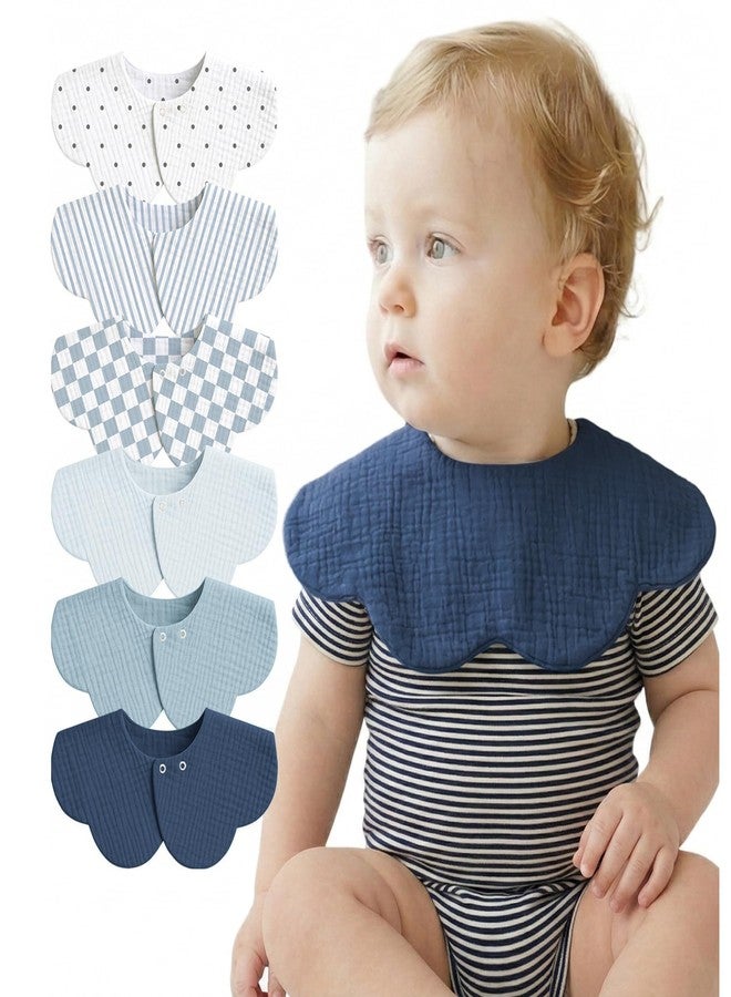 MairMore 6-Pack Muslin Baby Bibs, 360° Rotate Flower-Shaped Drool Bibs - Image 1