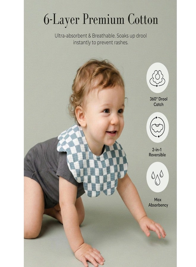 MairMore 6-Pack Muslin Baby Bibs, 360° Rotate Flower-Shaped Drool Bibs - Image 3
