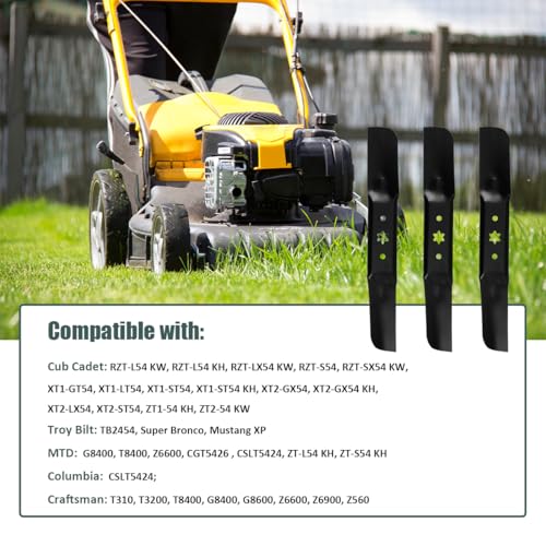 ZALANA 54" Deck Replacement Lawn Mower Medium Lift Blades for 942-05056 942-05056A 742-05056 742-05056A - Compatible with Cub Cadet RZT S54 L54 Troy-Bilt Mustang 54 XP Mower - 3 Pack - Image 5