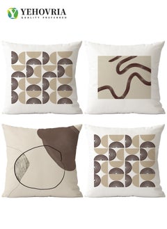 YEHOVRIA Cushion Covers Set of 4, Throw Pillow Cover, Abstract Modern Decorative Couch Pillow Case 45cm x 45cm, For Living Room Sofa Car Couch Bed Pillowcases 18x18 inches（Double sided pattern）  - Image 1
