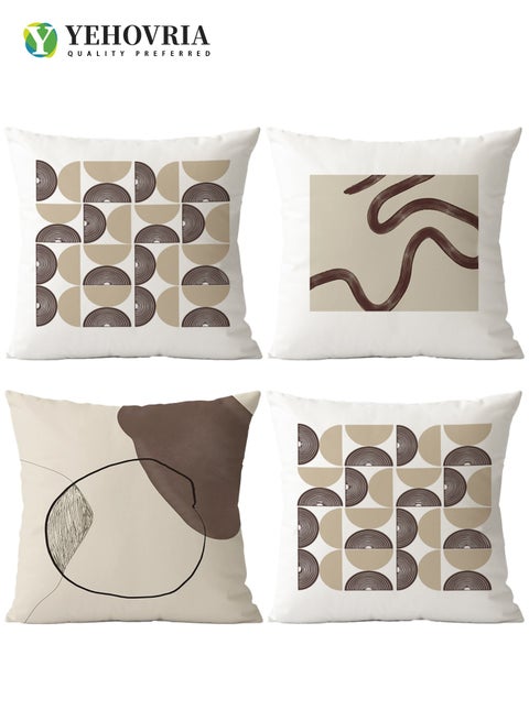 Cushion Covers Set of 4, Throw Pillow Cover, Abstract Modern Decorative Couch Pillow Case 45cm x 45cm, For Living Room Sofa Car Couch Bed Pillowcases 18x18 inches（Double sided pattern）