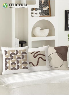 YEHOVRIA Cushion Covers Set of 4, Throw Pillow Cover, Abstract Modern Decorative Couch Pillow Case 45cm x 45cm, For Living Room Sofa Car Couch Bed Pillowcases 18x18 inches（Double sided pattern）  - Image 3
