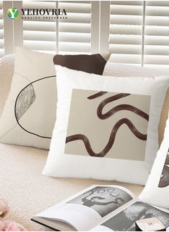 YEHOVRIA Cushion Covers Set of 4, Throw Pillow Cover, Abstract Modern Decorative Couch Pillow Case 45cm x 45cm, For Living Room Sofa Car Couch Bed Pillowcases 18x18 inches（Double sided pattern）  - Image 4